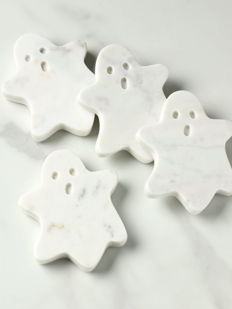 White Marble Ghost Coasters, Set of 4